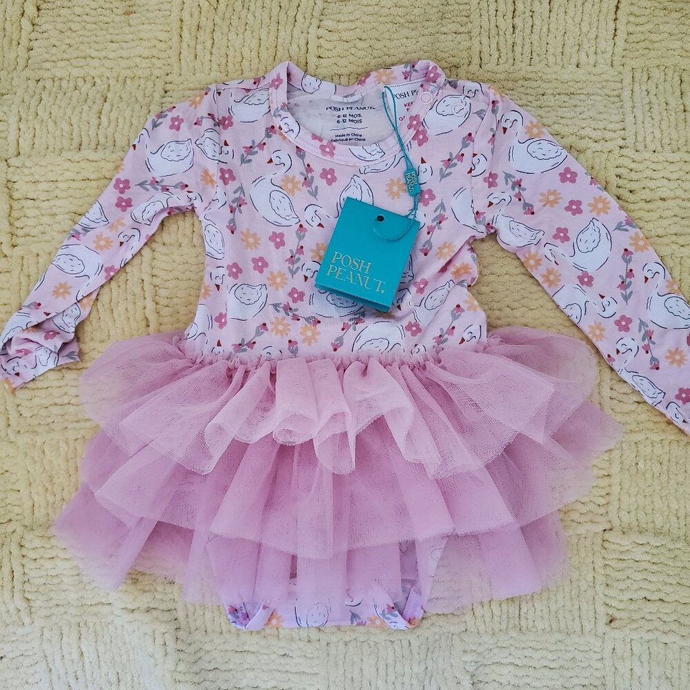 Posh Peanut Gelsie Tulle Bodysuit Dress size 6-12 months